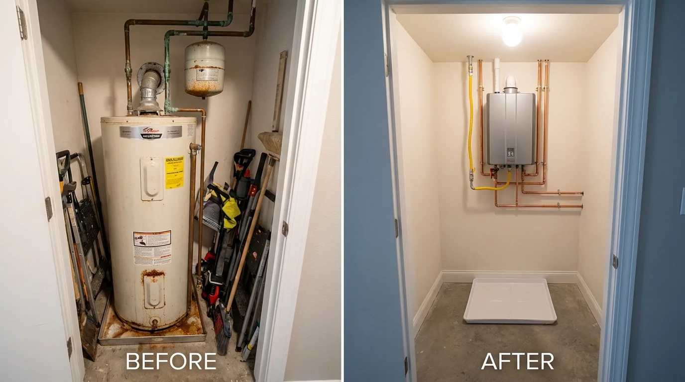Tank water heater versus wall-mounted tankless unit comparison for Saint Johns, MI homeowners